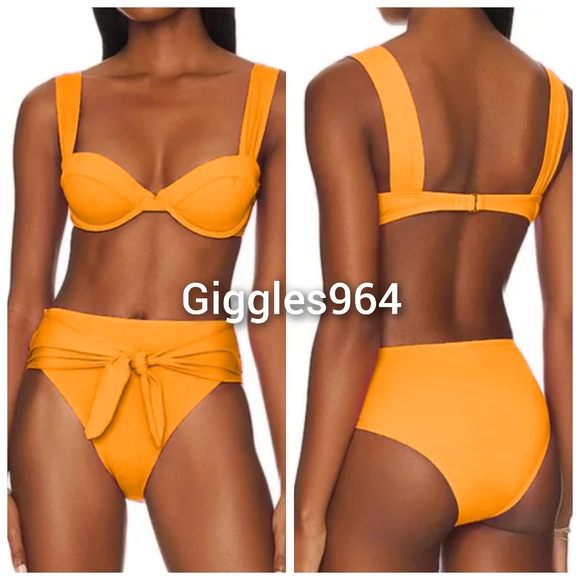 WeWoreWhat Claudia Riviera Bikini Set Carrot Orange - Picture 3 of 5